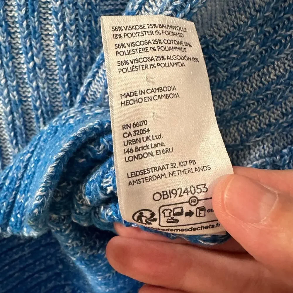 Anthropologie Pilcro Marled Blue Cable Knit High Low Sweater M Coastal Grandma - Picture 4 of 8